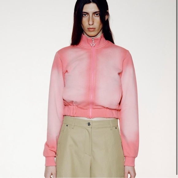 Pink Bomber Jacket with Cropped Style and Long Sleeves - Picture 1 of 8
